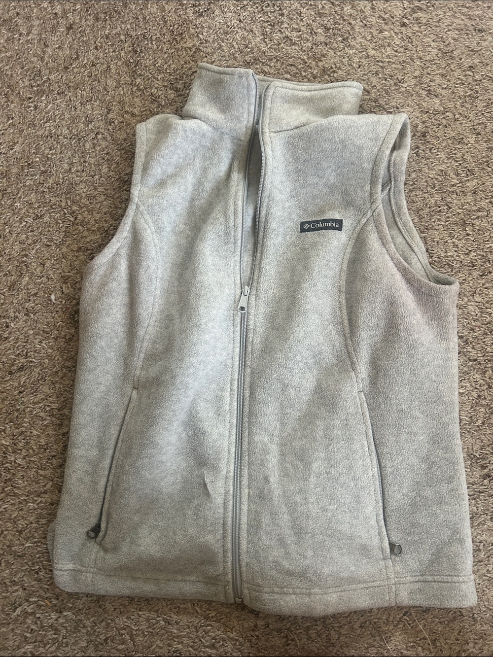 Columbia Light Gray Full-Zip Fleece Vest